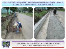 ConstrucciÃ³n de cuneta y badÃ©n sobre intersecciÃ³n de calle al CantÃ³n El Zapote y Col. Santa Emil